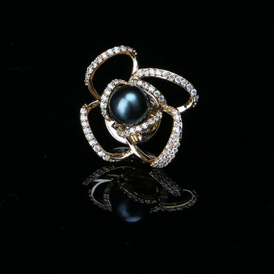 设计师新款创意设计领花领针 秋冬爆款花卉天然海水母贝珍珠胸针|ms