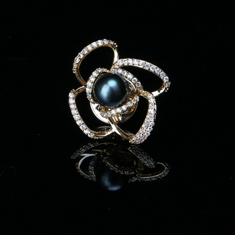 设计师新款创意设计领花领针 秋冬爆款花卉天然海水母贝珍珠胸针|ms