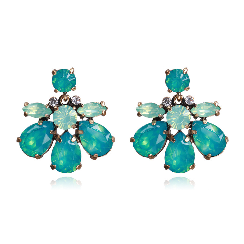 16g Weight Drop Earrings Classification 1 Pair Quantity Daily Occasion Plastic Material Flower Pattern Women'S Gender Rhinestone Design Simple Style Style 1 Pair Simple Style Flower Plastic Rhinestone Women's Drop Earrings 4