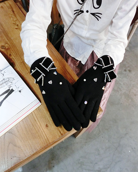 Women's Cute Sweet Solid Color Bow Knot Gloves A Pair display picture 3