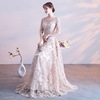 New winter long sleeved Bridesmaid Dress Lace elegant host show thin long