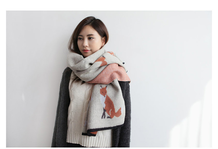 Women's Cute Vintage Style Fox Imitation Cashmere Scarf display picture 2