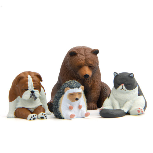 4 small fresh and warm series Japanese style sitting posture sleepy Z00 zoo figure refrigerator magnet magnet magnet