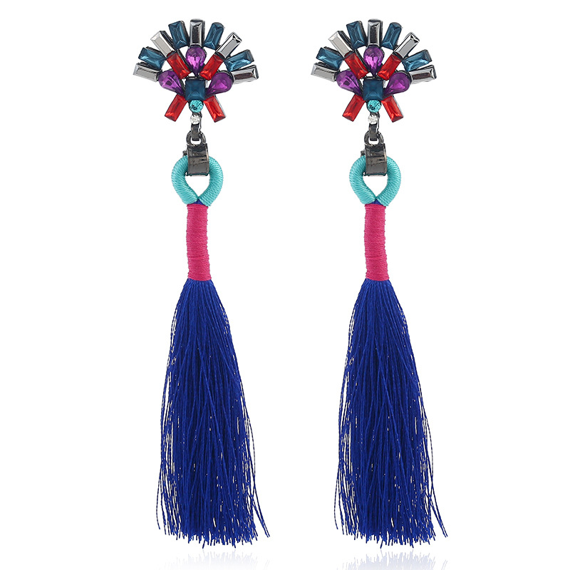 Occident and the United States alloy Drip oil earring (Gun black - sapphire blue)NHKQ1151-Gun black - sapphire blue