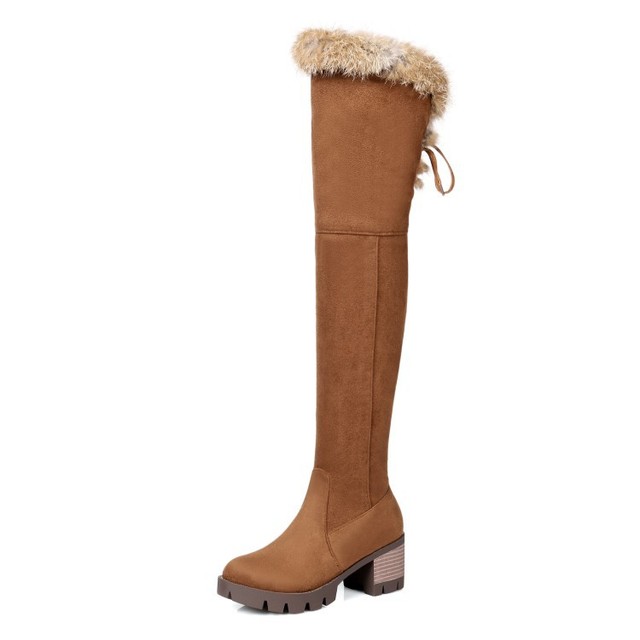 New high heel side zipper women’s knee high boots in winter