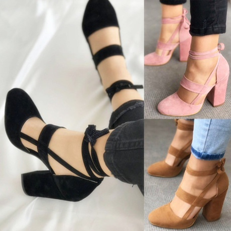 2017 Châu Âu và Hoa Kỳ thương mại nước ngoài Giày nữ cỡ lớn Giày quai bằng da lộn mới với giày cao gót nữ nhà sản xuất Giày cao gót
