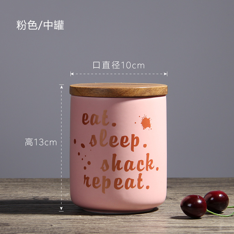 Nórdico creativo tarro de almacenamiento de cerámica con tapa sellada tarro de almacenamiento de cocina té café tarro decoración del hogar al por mayor