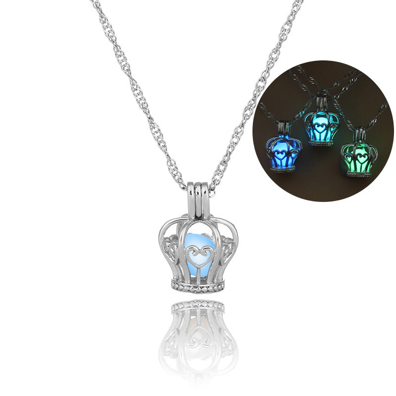 Fashion Hollow Diy Cage Pendant Luminous Cage Necklace display picture 2