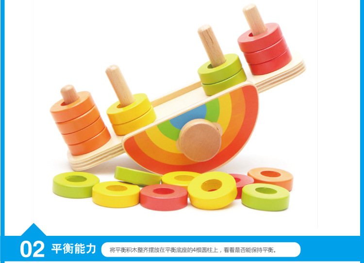 Đồ chơi trẻ em 1-6 tuổi xếp chồng lên nhau cao nam bé câu đố Montessori giáo dục sớm bằng gỗ cô gái trăng cân bằng khối xây dựng