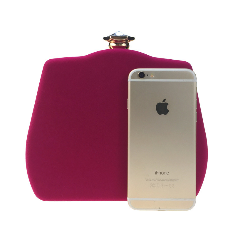 Túi clutch nữ dạ tiệc nhung hình quả bầu đính đá hộp cứng kèm dây xích — Màu đỏ, Màu đỏ rượu, Màu tím, Màu xanh lam chi tiết 34