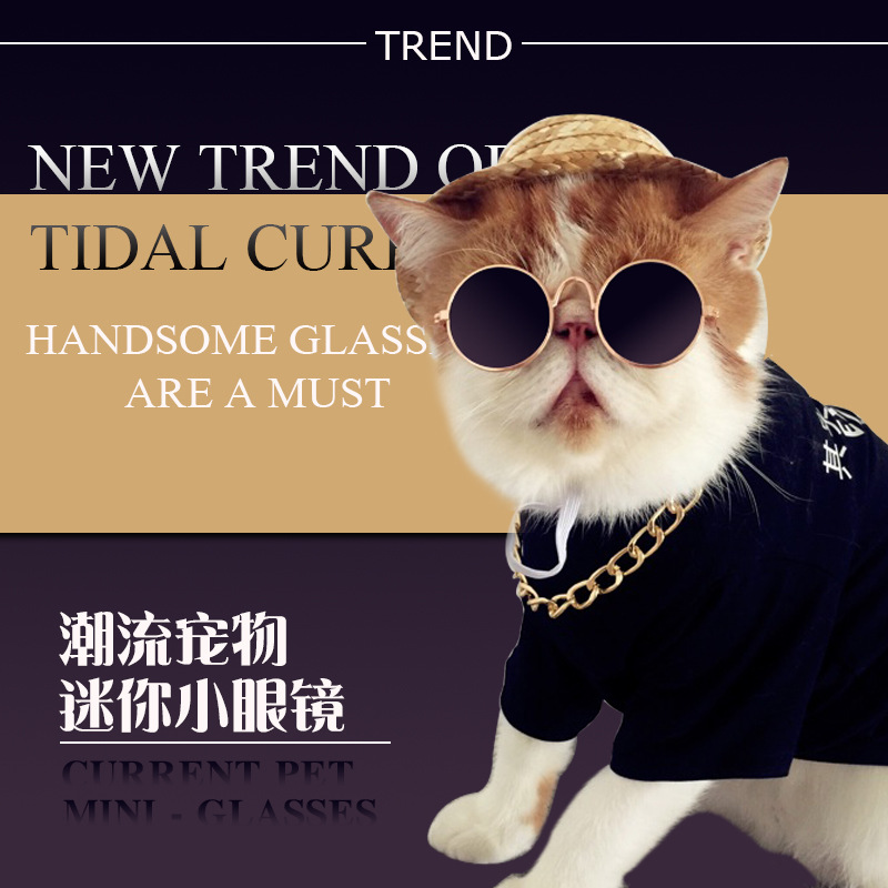 貓咪眼鏡寵物太陽鏡泰迪狗狗墨鏡個性搞怪頭飾潮流寵物配飾貓眼鏡
