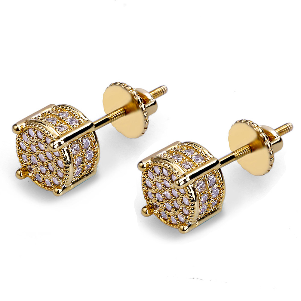 1 Pair Ig Style Geometric Copper Zircon Ear Studs display picture 4