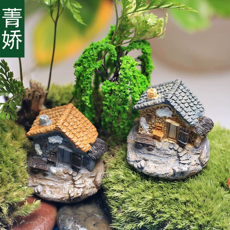 Jingjiao Смола шпиль Соломенный дом мох мясистый микро пейзаж бутылка материал DIY украшения для дома