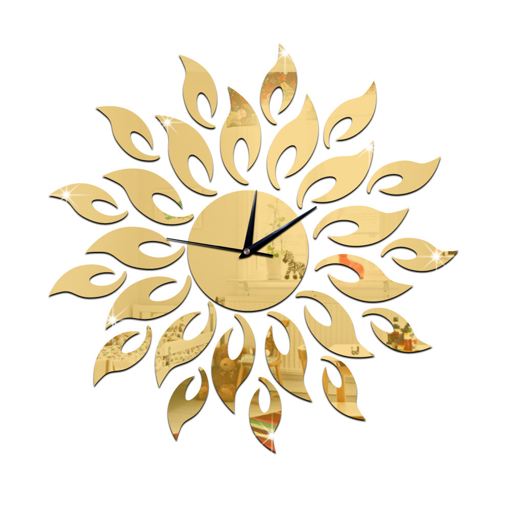 Gz038 sol cristal espejo pared Reloj estéreo pared pegatina pared reloj dormitorio sala de estar decoración Comercio exterior Venta caliente