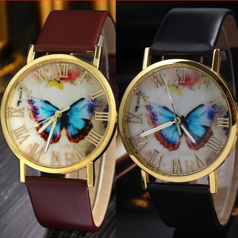 European and American hot new Korean style women's hand wear fashion butterfly dial belt Women's Watch Factory wholesale quartz watch
