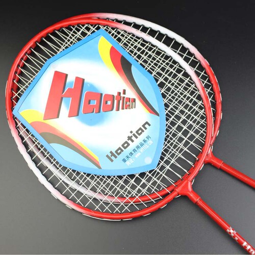 Haotian 105 badminton racket double racket 2 pack family student ferroalloy racket with racket set