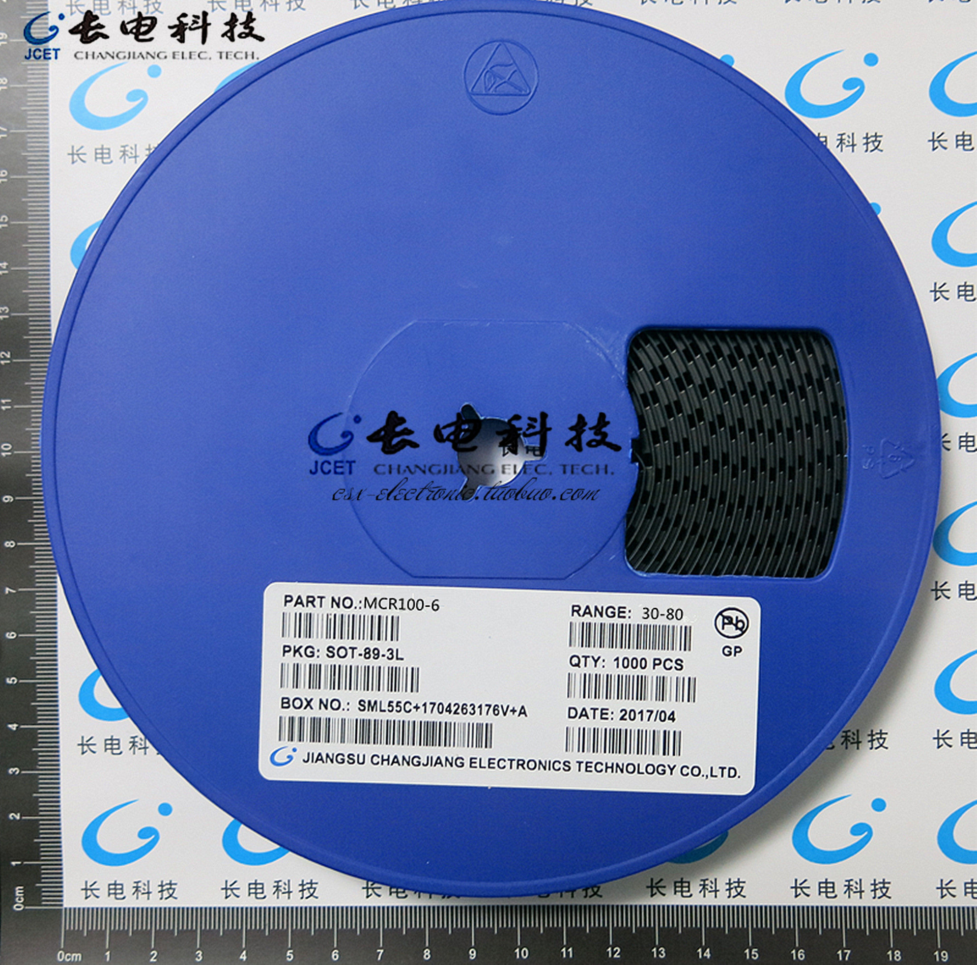 MCR100-6  CJ(长电)  SOT-89-3 单向可控硅 一盘1000只=280元