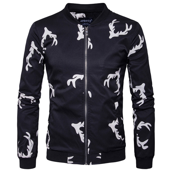 The new spring coat collar men antlers printing men jacket