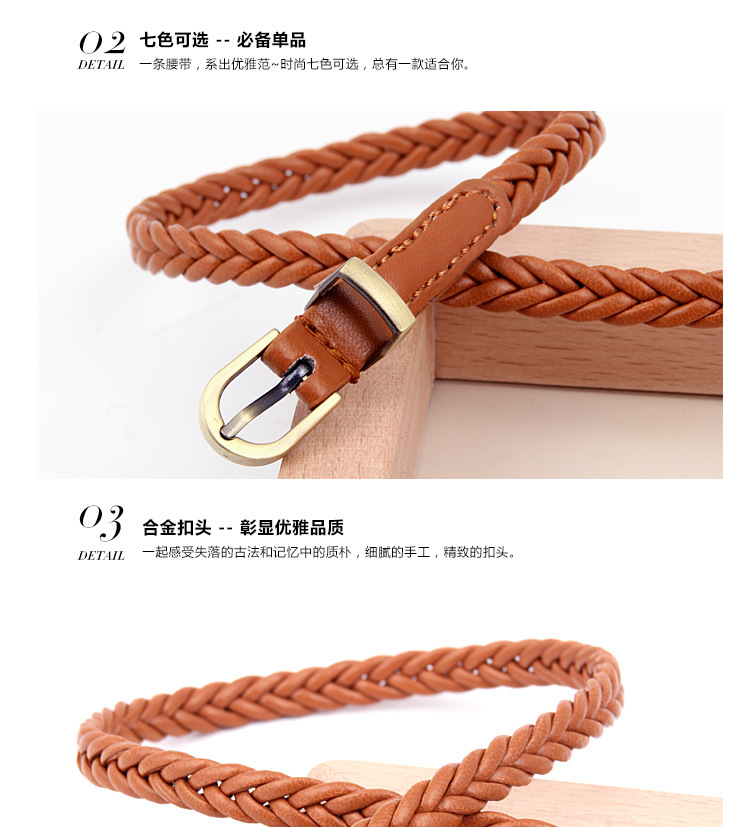 woven belt pin buckle retro casual thin belt waist rope wholesalepicture4