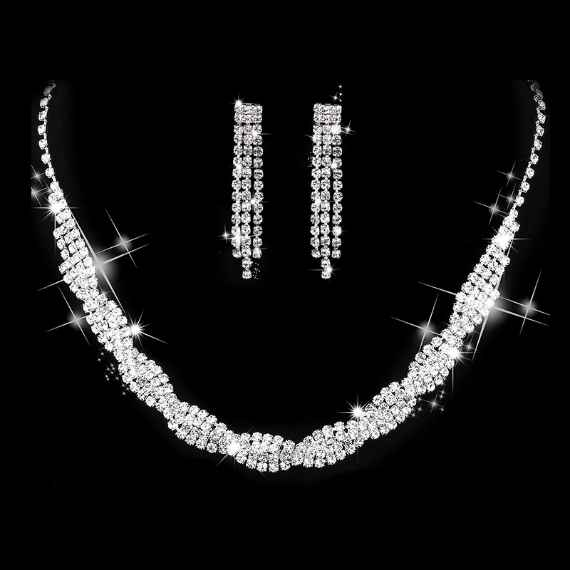 Mode Gland Le Cuivre Couches Placage Strass Bracelets Des Boucles D'oreilles Collier display picture 2