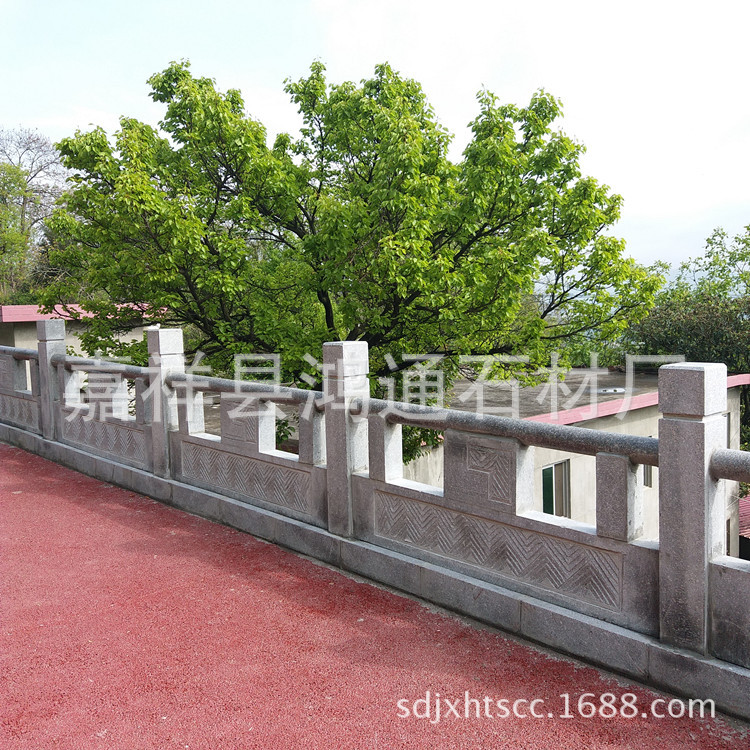 花岗岩石雕栏杆 寺庙花岗岩栏板 汉白玉护城河石栏板