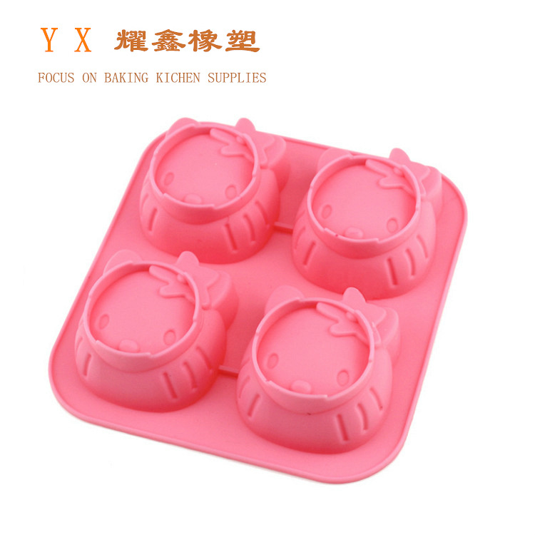 4连kitty硅胶手工皂模肥皂模diy烘焙工具silicone制品萌趣硅胶模