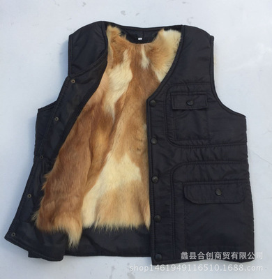 Autumn and winter outdoor Down vest Vest Fur integrated Middle and old age Fur vest the elderly Fur waistcoat