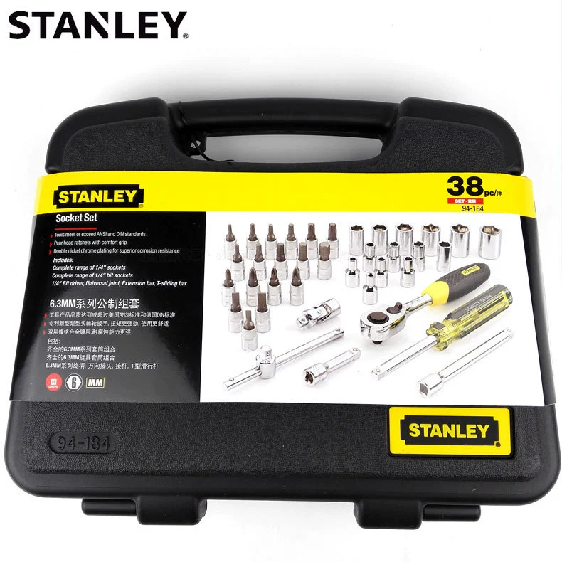 Набор серии Stanley 38 6.3 мм, группа ключей sleeve spine, набор для ремонта авто 94-184-22