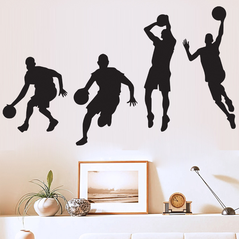 AliExpress Explosions 4017 Basketball Players Dunk Dunk Wall Stickers Boys Bedroom Decorative Stickers Removable