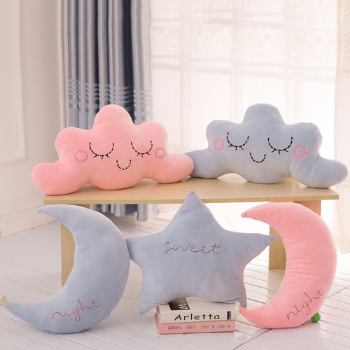 Home sofa furnishings, down cotton, stars and moon, cushions, pillows, plush toy processing logo