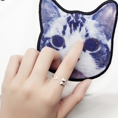 Cute Creative Small Animal Cat Open Copper Ring display picture 2