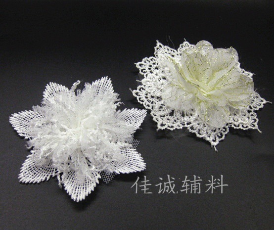 韩版白色立体花朵花边 雪纺水溶DIY胸花鞋花头饰泳衣装饰10CM
