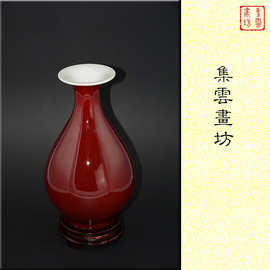 红色花瓶玉壶春瓶景德镇陶瓷小花瓶郎红花瓶厂家直销定制批发