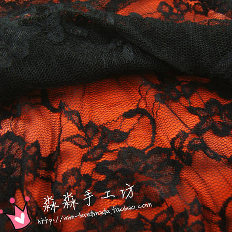 服装绣花布料 弹力黑色刺绣碎花纹镂空蕾丝 通花提花朵背心面料