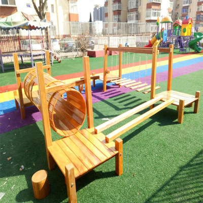 儿童户外拓展幼儿园大型玩具滑梯攀爬架荡桥平衡木质组合训练器材|ms