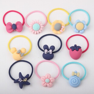Factory wholesale 2 yuan shop Korean style hair accessories headdress simple new children's frosted cartoon rubber band female tie hair ring