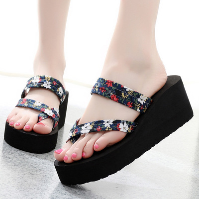 slipper summer new pattern fashion Sets of toe Sandals High-heeled The thickness of the bottom slipper non-slip flip flops Korean Edition