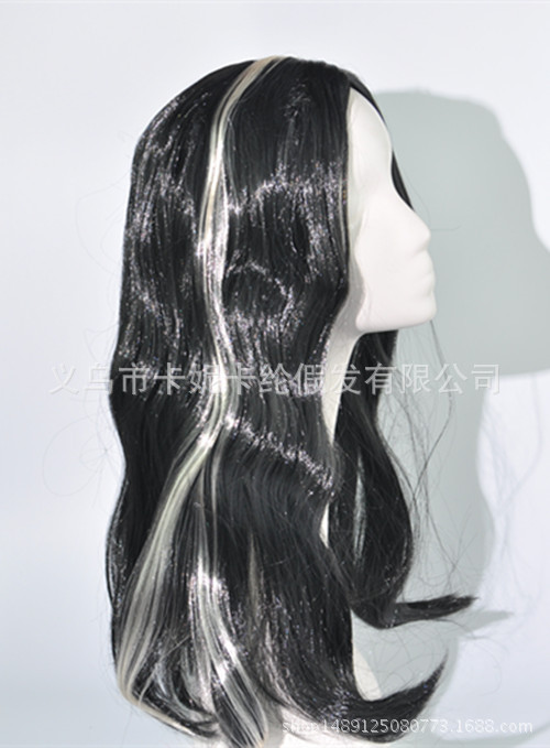 Nueva peluca larga onda negra de moda para mujeres