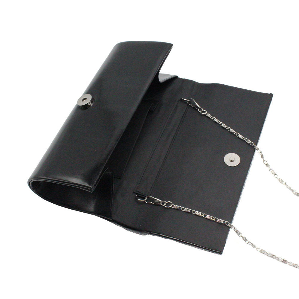 Black Gold Silver Pu Leather Solid Color Square Clutch Evening Bag display picture 15