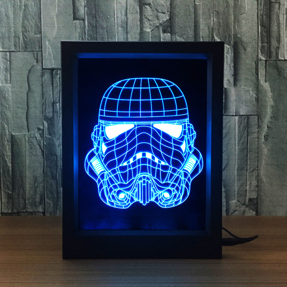 相框灯 3d七彩触摸遥控创意产品led灯小夜灯白兵