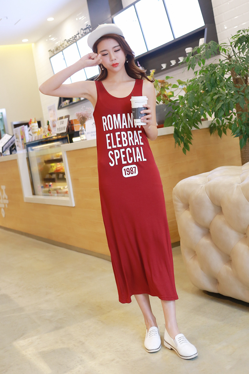 Summer Modal Korean Style Women's Tank Long Bohemian Floor-Length Beach Dress European And American Plus Size_ecoleips.com