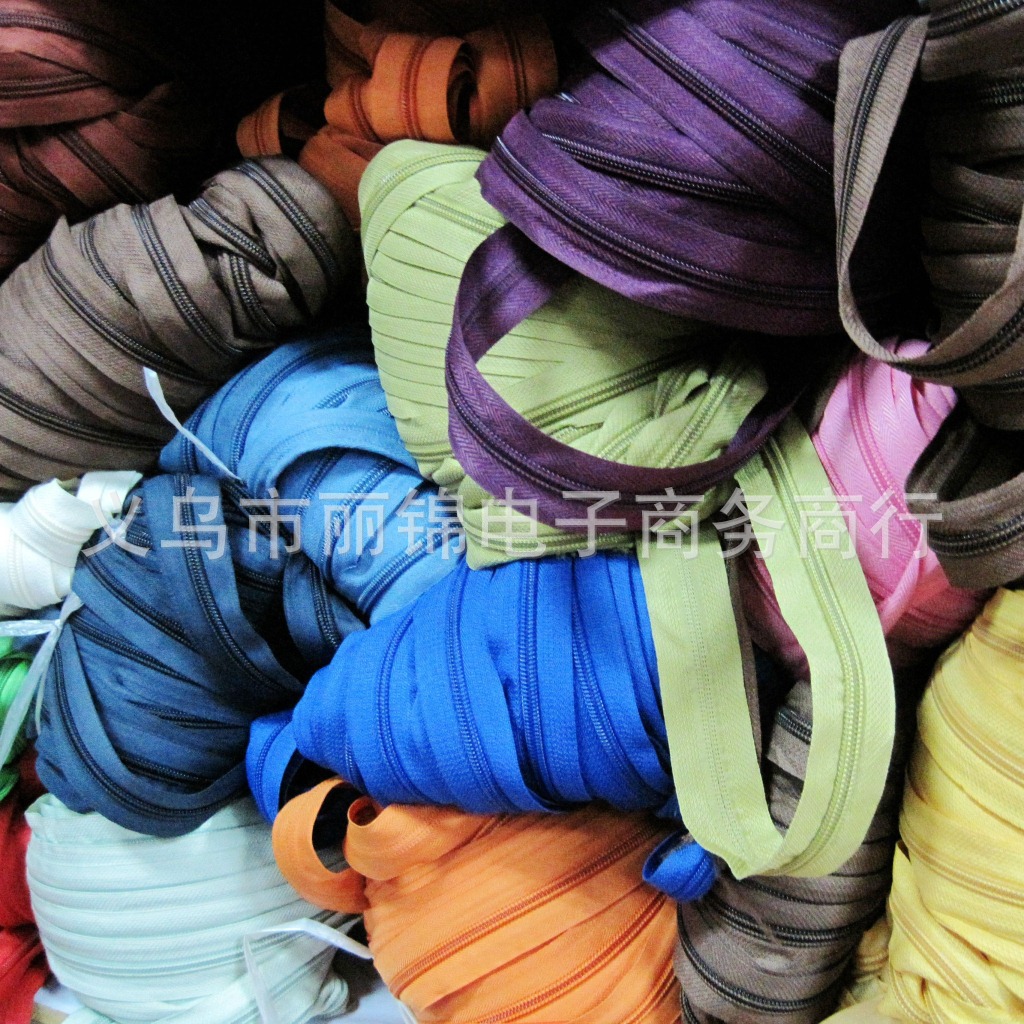 义乌厂家直销 5#尼龙码装 人纹平纹批发 箱包枕套服饰拉链定制