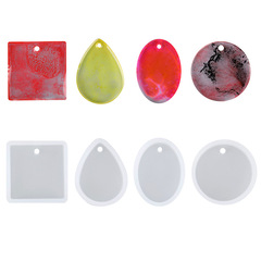 Crystal Epoxy Mold Material Pendant with Hole Mirror Necklace Silicone Mold Xiaochen’s Same Style