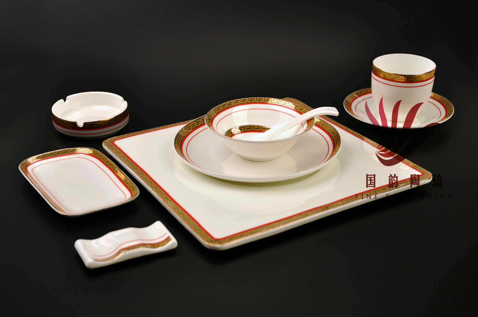 酒店摆台白色 碗碟杯勺陶瓷餐具火锅餐具批发可加花纹-阿里巴巴