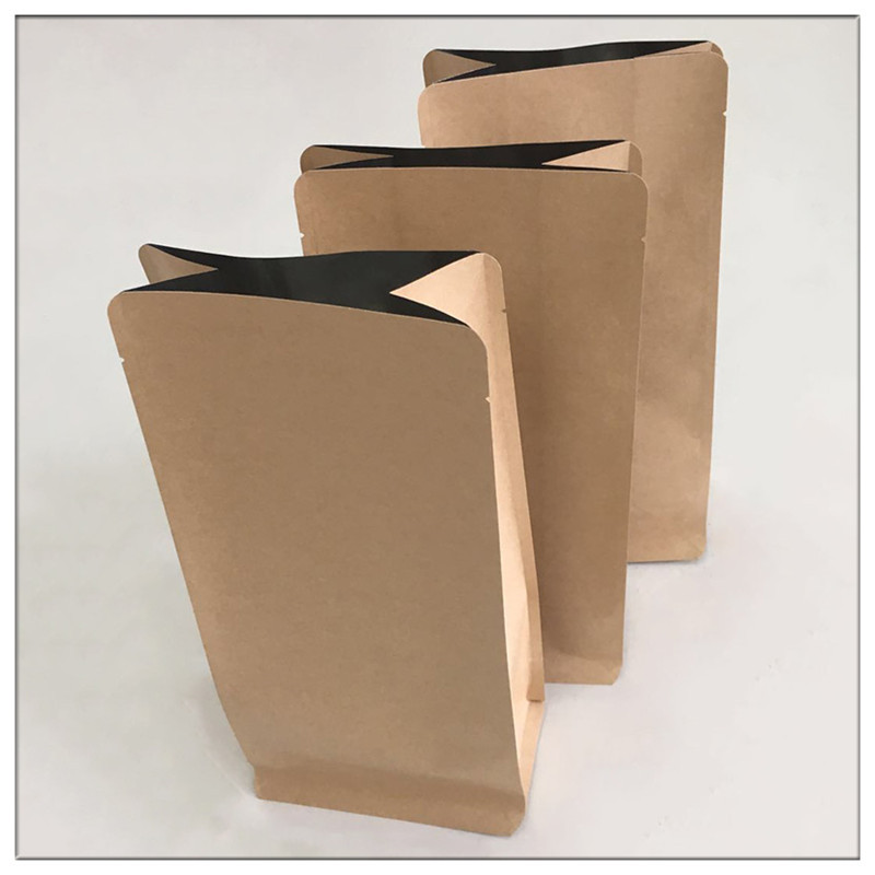 厂家直供八边封立体平底牛皮纸镀铝箔风琴袋 一磅咖啡豆包装袋子