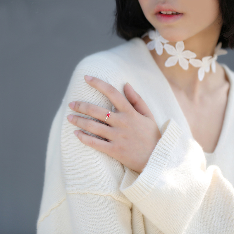 2g Weight Open Rings Classification Adjustable Ring Size 1 Piece Quantity Daily, Date Occasion 925 Sterling Silver Material Heart Shape Pattern All Seasons Season Women's Gender Simple Style, IG Style Style 925 Sterling Silver Heart Shape Open Rings 925 Sterling Silver Rings 3