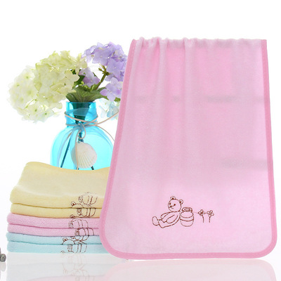 厂家直销竹纤维绣花童巾柔软吸水正面竹纤维背面纯棉布口水巾