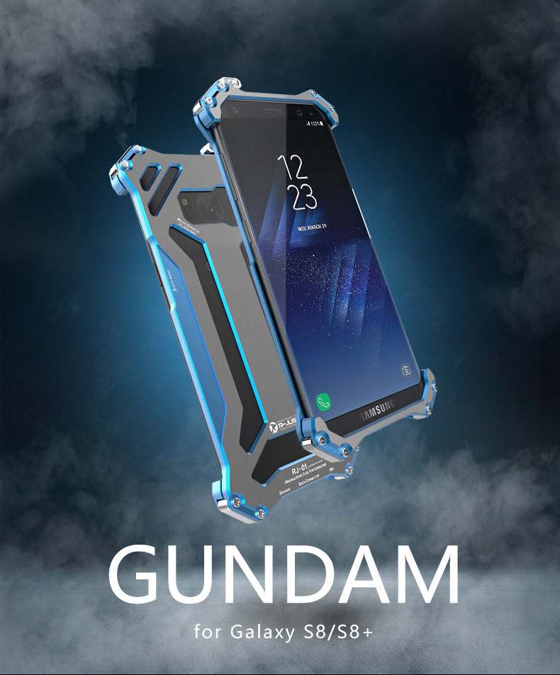 R-Just Gundam Aerospace Aluminum Contrast Color Shockproof Metal Shell Outdoor Protection Case for Samsung Galaxy S8 Plus & S8