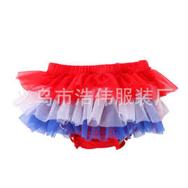 欧美外贸爱国节款儿童棉三角裤 婴幼儿宝宝网纱花边短裤裙 批发