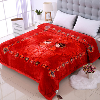 拉舍尔双层毛毯水晶绒婚庆立体压花盖毯秋冬加厚保暖抗静电毯子|ru